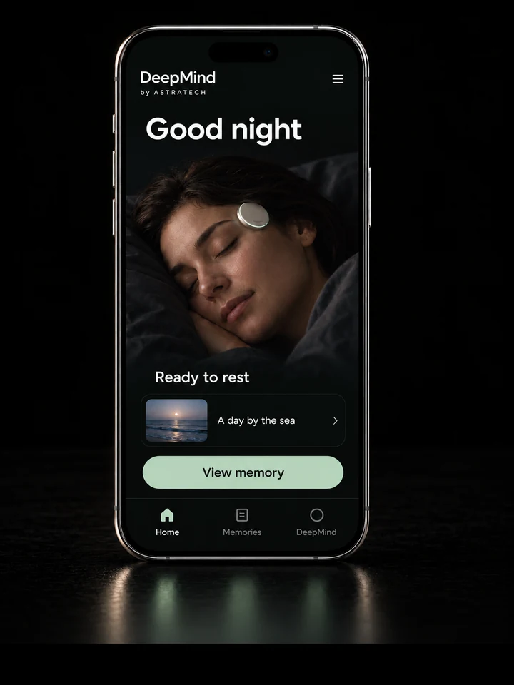DeepMind app screen with a restful scene.